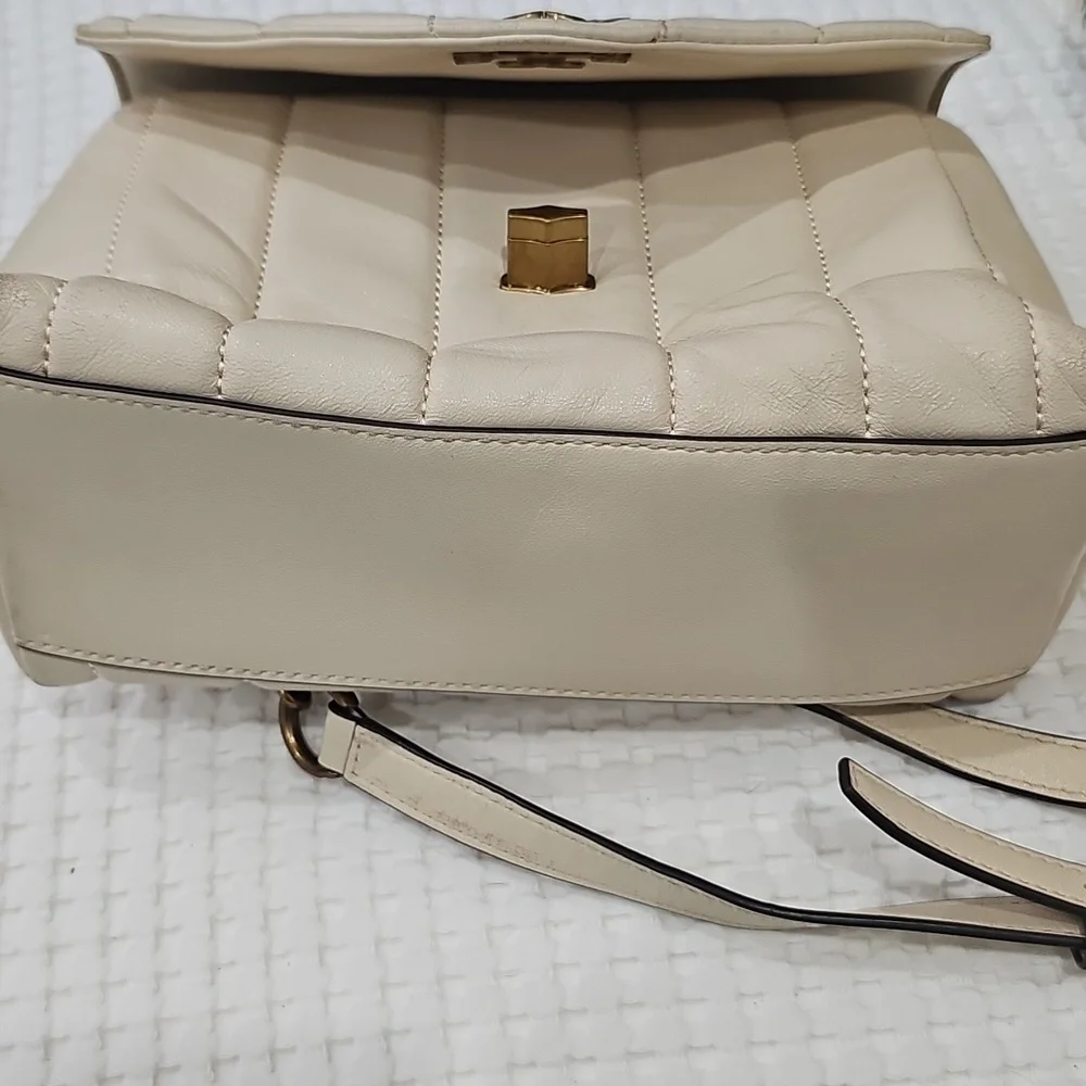 Tory Burch Kira Quilted Satchel Wirh Crossbody Strap Cream